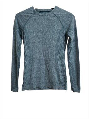FIGS Women Salta Seamless Longsleeve Underscrub Top XS Green Slim Fit Crew Neck